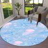 1PC Sea Turtles Jellyfish Non-Slip Floor Round Carpet, Office, Family, Bedroom, Large Area Rug Indoor Rugs, Vibrant Colors-Z0454