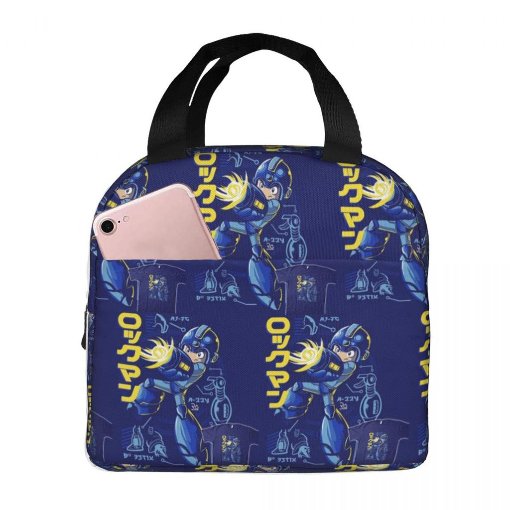 Megaman Video Game Mega Man Insulated Lunch Bag for Women Children Portable Food Boxes Thermal Lunch Box Tote