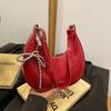 Solid Color Simple Foreign Style Bead Bow 2025 Autumn Foreign Style New Korean Version One Shoulder Crossbody Dumpling Bag Woman