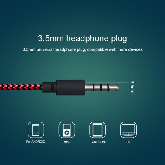 Mote Sprekketrykk Universelle Flettede Ledninger Volumkontroll In-ear Ørepropper