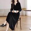 NaVaVa Women VelVet V Neck Shirring Long sleeVe Dress No955