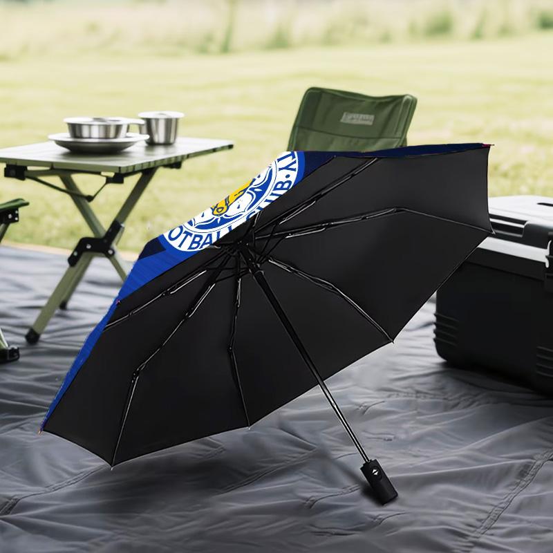 Leicester City Football Club Automatic Folding Umbrella - 8-Rib Travel Umbrella with Auto Open/Close & Portable Gifts for holidays or birthdays