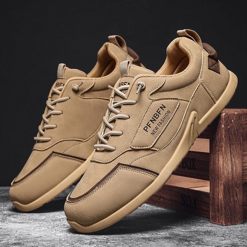 Utomhus Lätta Vardagliga Läder Vandringsskor Mode PU Läder Herrskor Fritid Körning Halkfria Promenadskor