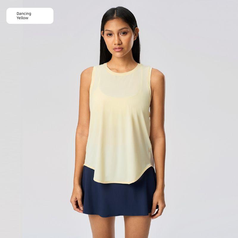 

Lu Same Style Workout Clothes Women Summer Thin Quick-Drying Vest Yoga Sleeveless Cover up Running Breathable Loose Sports T-shirt Dancing Yellow L