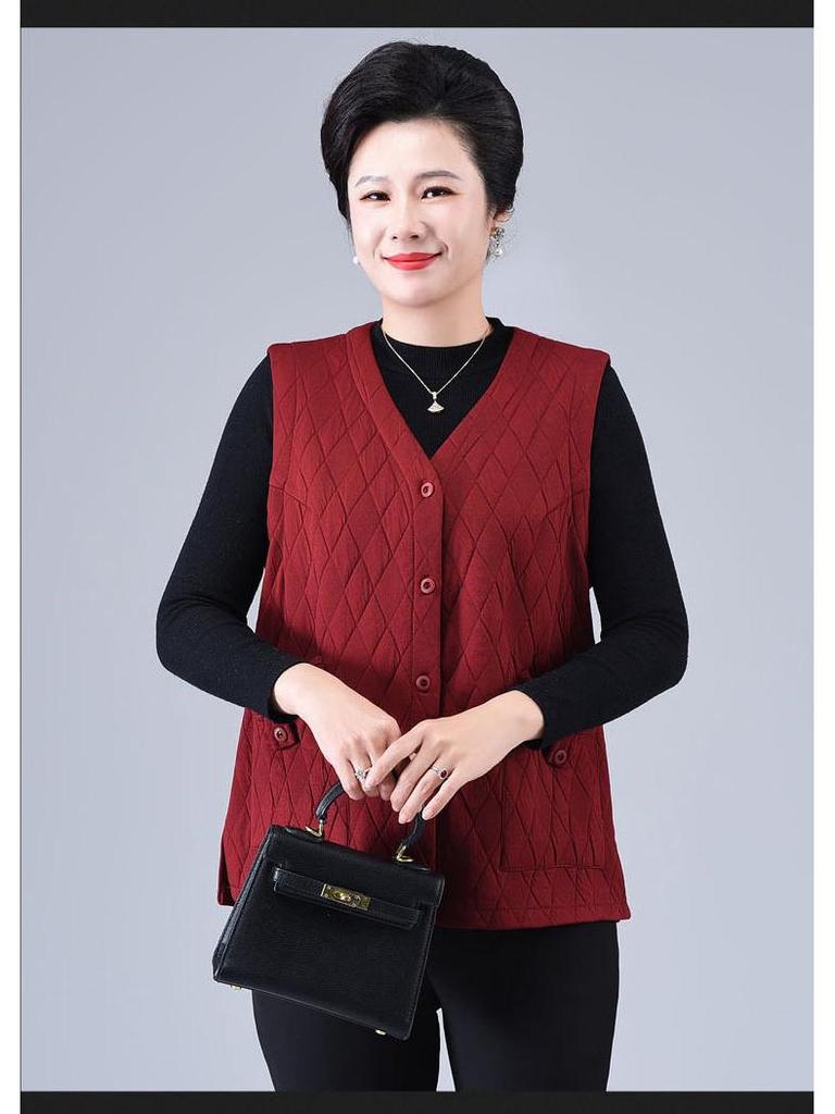 Gilet Lâche Grande Taille Mode Printemps pour Femmes d'Âge Moyen et Âgées