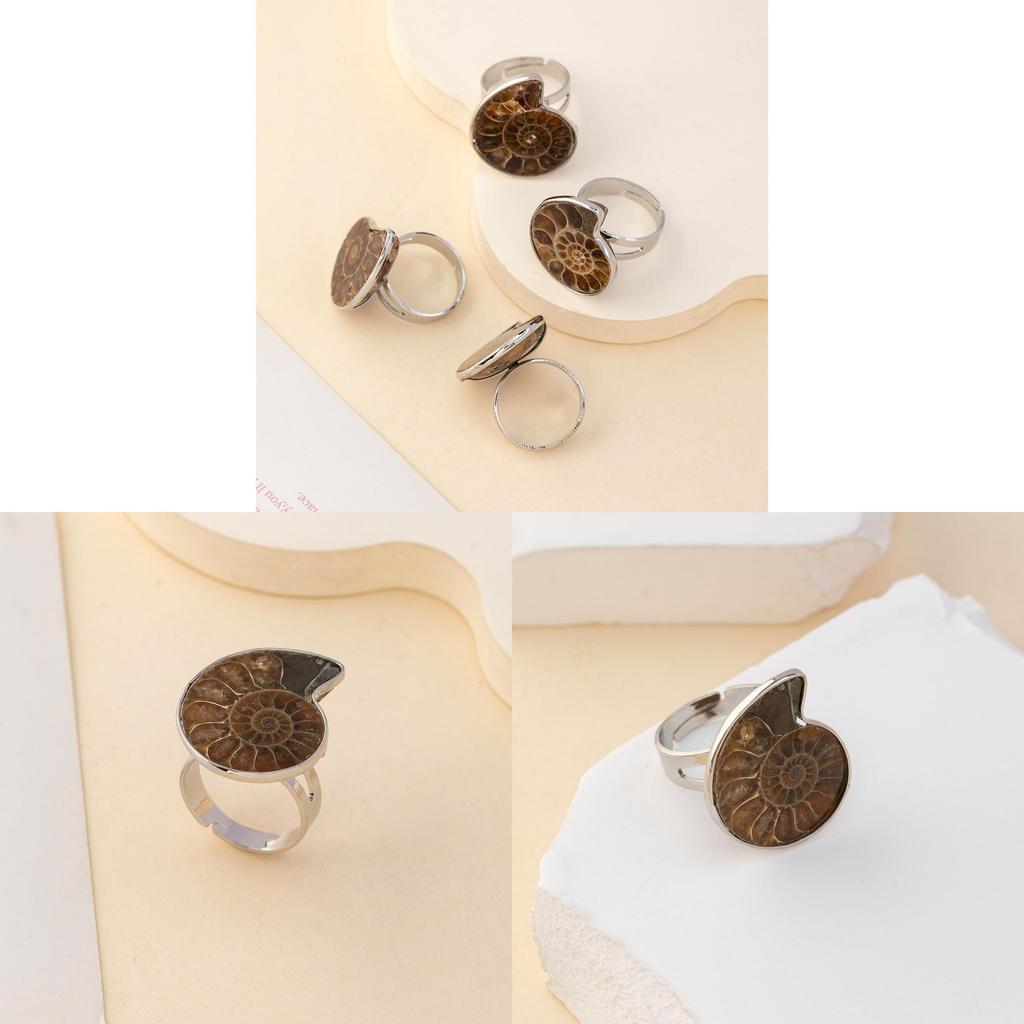 Natural Shell Clam Spiral Ring With Open Design For Unisex Fashion Accessory