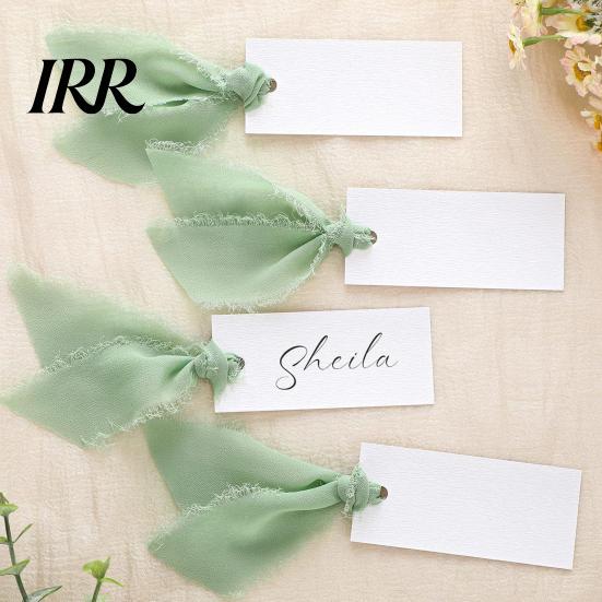 Ink Absorbent Paper Cards Handwritten Business 50 Sheets Blank Textured with Chiffon Ribbon Wedding Invitations Table Name Tags for Party Banquet