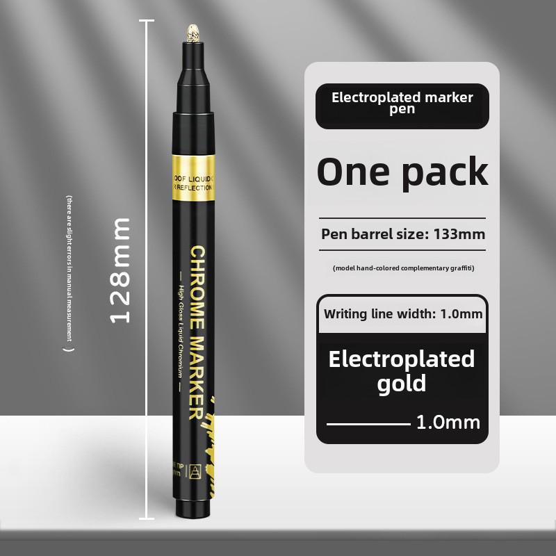 

Светоотражающий хромированный маркер для гальванических красок — водостойкий цветной маркер для подкраски зеркальных металлических моделей. 1.0 золотой