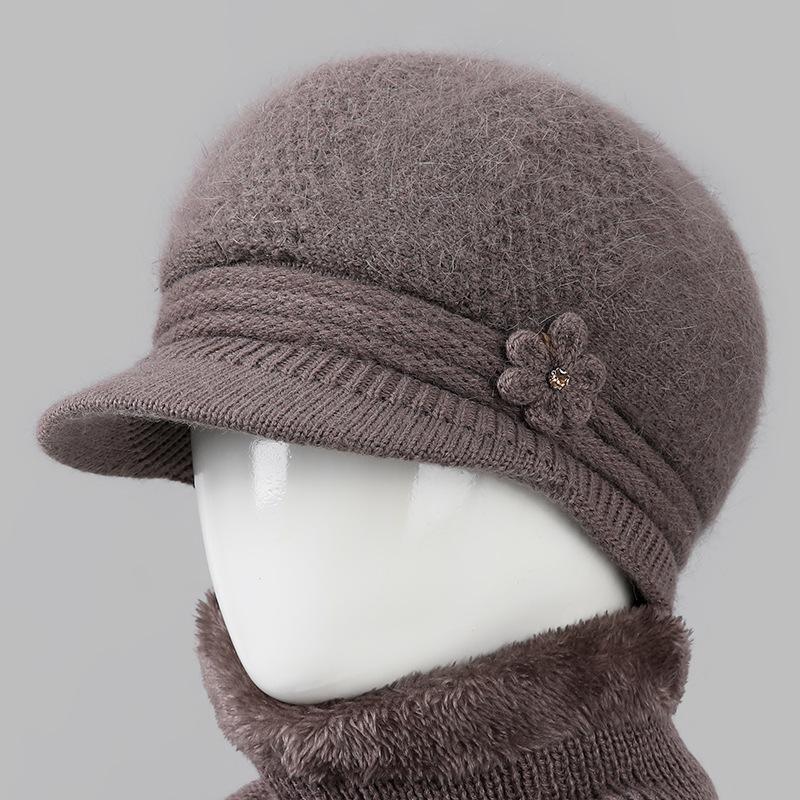 Wool Hat Women'S Season Velvet Warm Rabbit Hair Mother Hat Ear Protection Cold Foreign Gas Knitted Hat