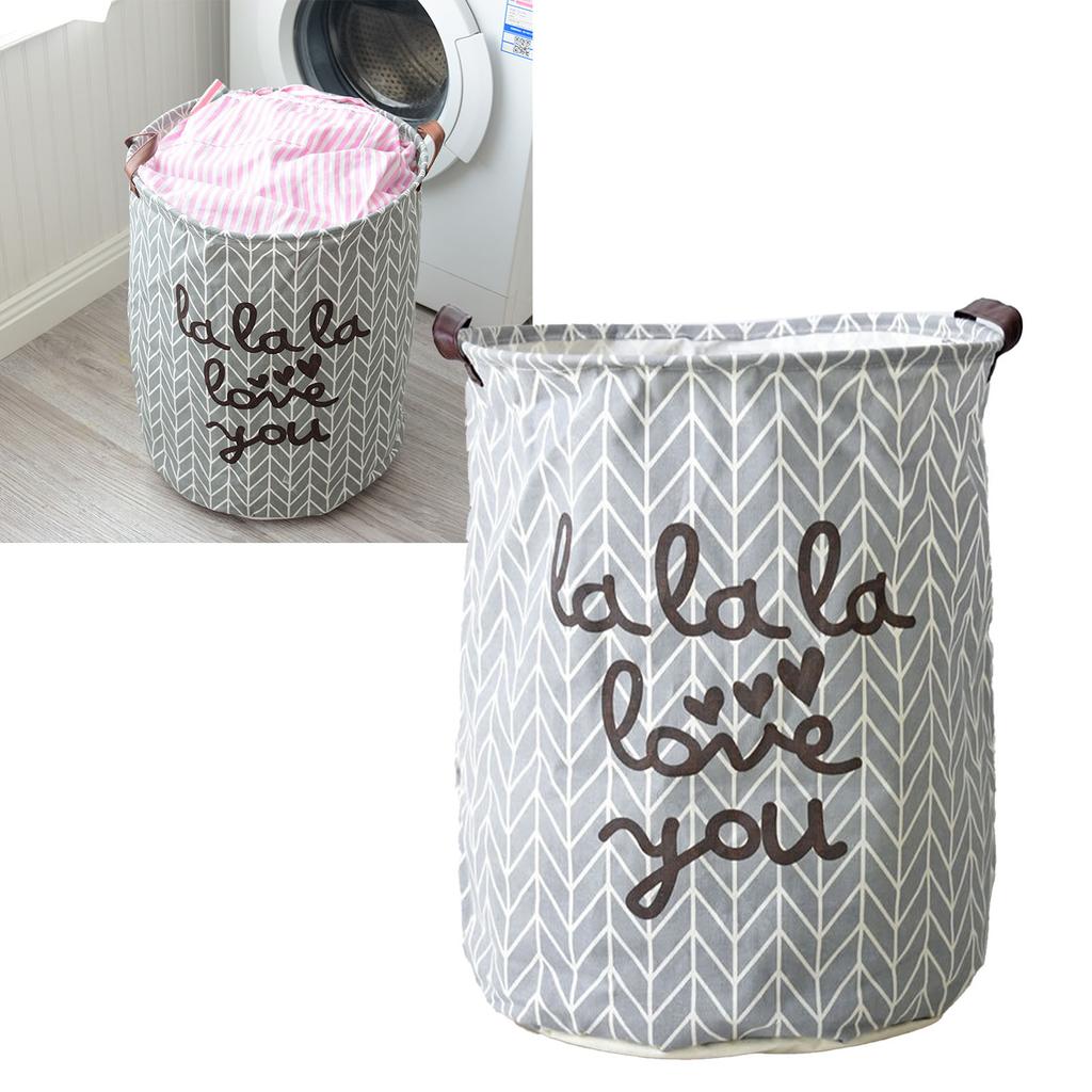Laundry Basket Cotton Linen Foldable Round Dirty Clothes Storage Bag Folding Laundry Hamper for