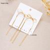 Fashion Bowknot Earrings for Women Vintage Simple Gold Silver Color Long Tassel Bow Drop Earrings Statement Jewelry Girls Gifts