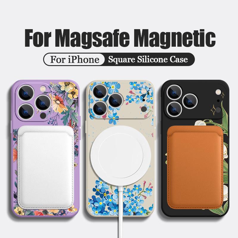 Für iPhone 17 Pro Max Hülle INS Buntes Blumenmuster Magnetisch Für Magsafe Weiche Hülle Für iPhone 16 15 14 13 Pro Max 17E 16E