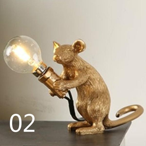 3 Colors Rat Table Lamp Desk Light Decor Lamp Bedside Resin Lamp White Light Decor for Bedroom