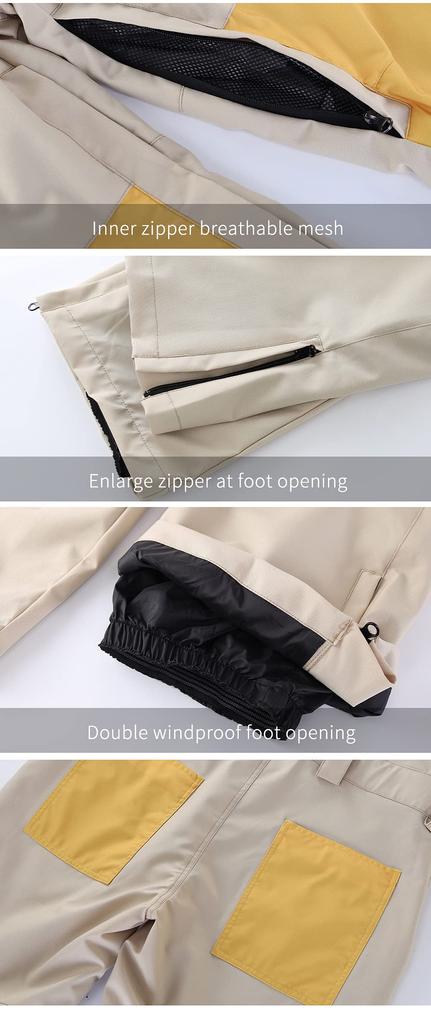 HOTIAN and Unisex Snowboard Bib 5 Colors and 5 Sizes Water Resistant to Abrasion and Warm Women's Men's Pants, (XS-XL), 10,000mm, Waterproof,