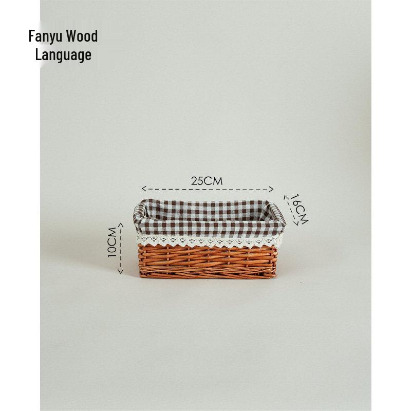 Woven Bamboo Fabric Storage Basket for Snacks and Sundries