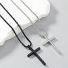 Two European and American Trendy Brand Hip-hop Men's Titanium Steel Cross Pendant Necklace Fashionable Daily Commuter Couple Accessories with Chain