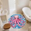 Aquarell-Oktopus,Runder Teppich,Teppich für Wohnzimmer Schlafzimmer Sofa Spielzimmer Dekor,Rutschfeste Fußmatte
