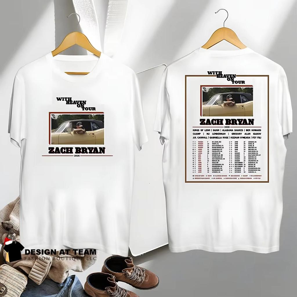 Zach Bryan 2026 World Tour Poster Graphic Print TShirt Women Men Oneck Cotton Summer New Tee Oversized Harajuku Casual Tops
