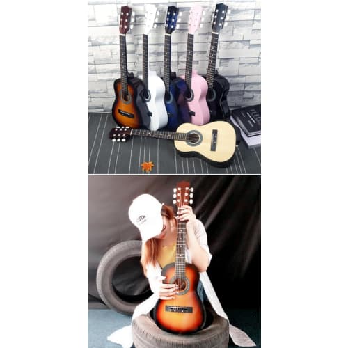 Ghbunuz Classical Guitar, 30-inch Children's Folk Acoustic Guitar, Natural Wood, 6-String, Gift for Boys and Girls, Especially for Beginners (Blue)