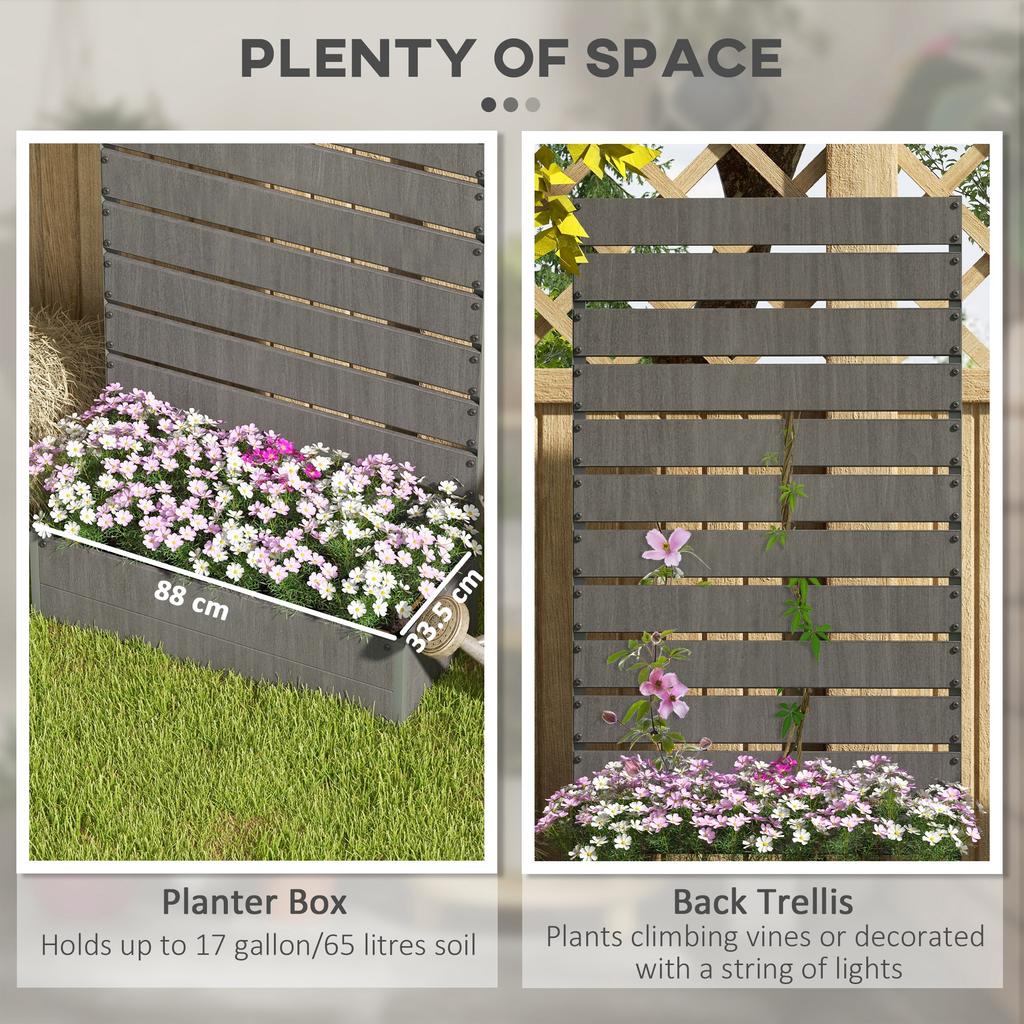 Raised Bed For Garden Planter With Trellis For Climbing Plants Vines Planter Box With Drainage Gap Dark Grey