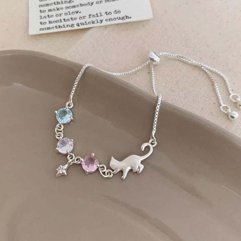 Cute Little Cat Zircon Crystal Bracelet Fresh and Sweet Jewelry Accessories Creative Personality Exquisite and High-end Bracelet