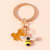 Cute Enamel Flower Bee Keychain Animal Key Rings Pendants for Women Girls Handbag Accessories DIY Jewelry Gifts