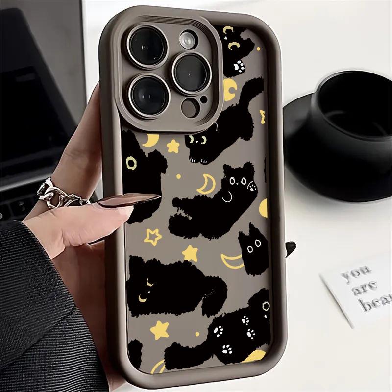 Cute Moon Stars Cat Phone Case For OPPO A5 A6 Pro Reno 14 13 12 11 F31 PRO 10 PLUS A79 A60 13F 12F A5 F29 5G Silicone Korean Cov