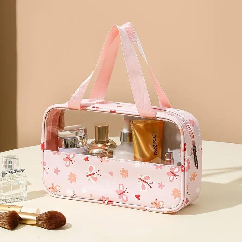 Women's Makeup Bag Waterproof Transparent Pouch Large Capacity Bath Bag Travel Essential Cosmetics Organizer Toilet Storage Bag