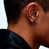 Vintage Zircon Earrings for Men,Casting Crown Silver Color Stainless Steel Stud Earring,Trend Piercing Earring Jewelry Gift