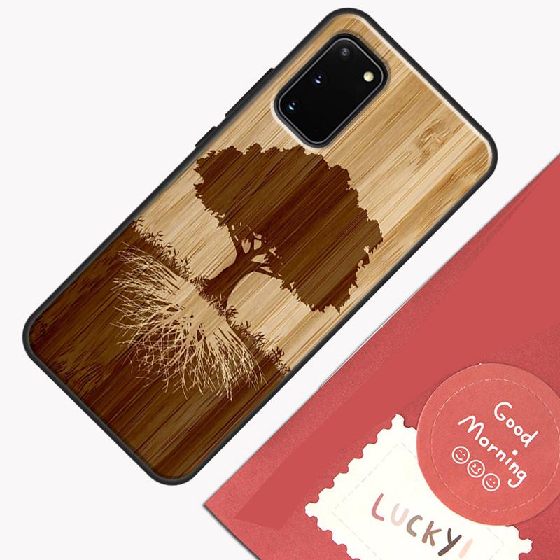 Tree Flower Bamboo Wood Phone Case For Samsung Galaxy S25 S24 S20 S21 S22 S23 Ultra S9 S10 Plus S23 FE Cover Shell