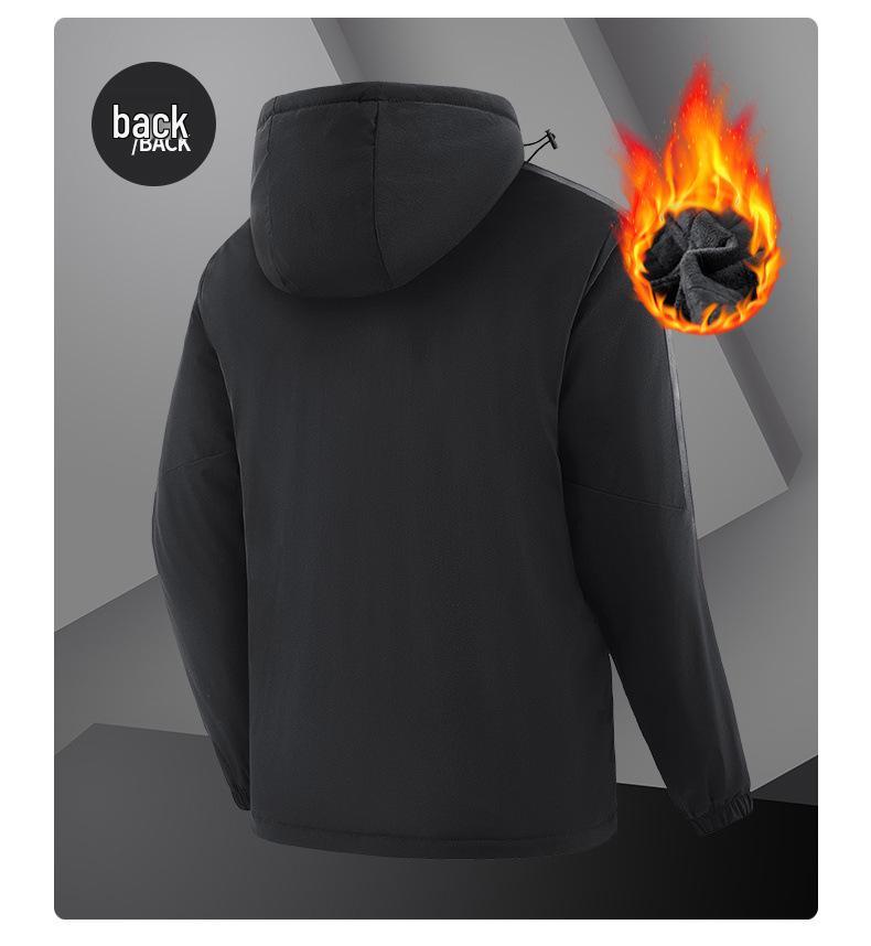 2025 Plus Size Men's Autumn/Winter Cotton Fleece Hooded Jacket