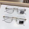 2PCS Photo-sensitive Color-changing Anti-blue Light Progressive Glasses, Pure Desire, Sky Star, Frameless Design 6005