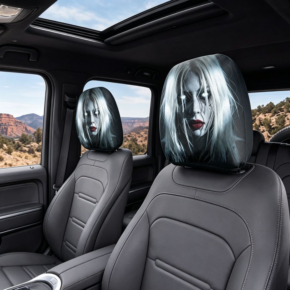 2 Pcs Ghost Headrest Covers Halloween Accessories Car Seat Headcover Car Headrest Covers Halloween