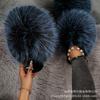 Autumn and winter imitation fox hair leopard print slippers women's warm fluffy plush cotton slippers
