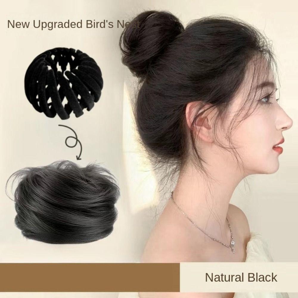 Bird Nest Shaped Fake Hair Bun Bun Maker Updo Hair Piece Simple Ponytail Hair Rings Clips Women
