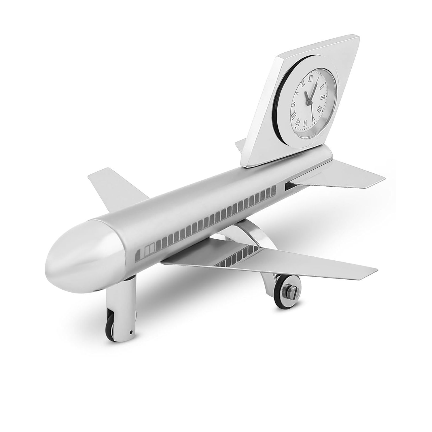 

Миниатюрные настольные часы в виде самолета|Стильные и элегантные часы для украшения офисного стола|Металлические пресс-папье с гладкой хромированной отделкой|Идеальный подарок