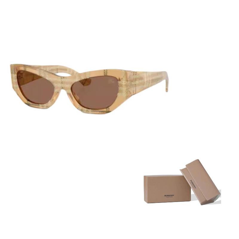 

Burberry Check Print Embellish Plate Frame Irregular Sunglasses Women s Beige 54 бежевый