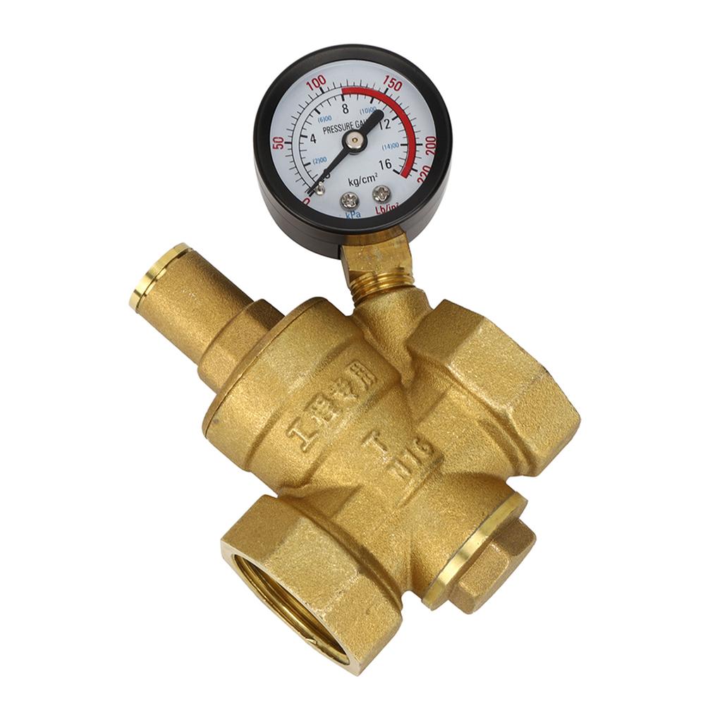 DN25 Brass Adjustable Water Pressure Reducing Regulator Reducer  Gauge Meter