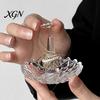 Glas-Ringschale für Hochzeitsgeschenke, Elegante Schmuckschale mit Wasserwellenmuster, Klare Dekorative Aufbewahrungskommode Schmuckschale Nachttisch und Badezimmer