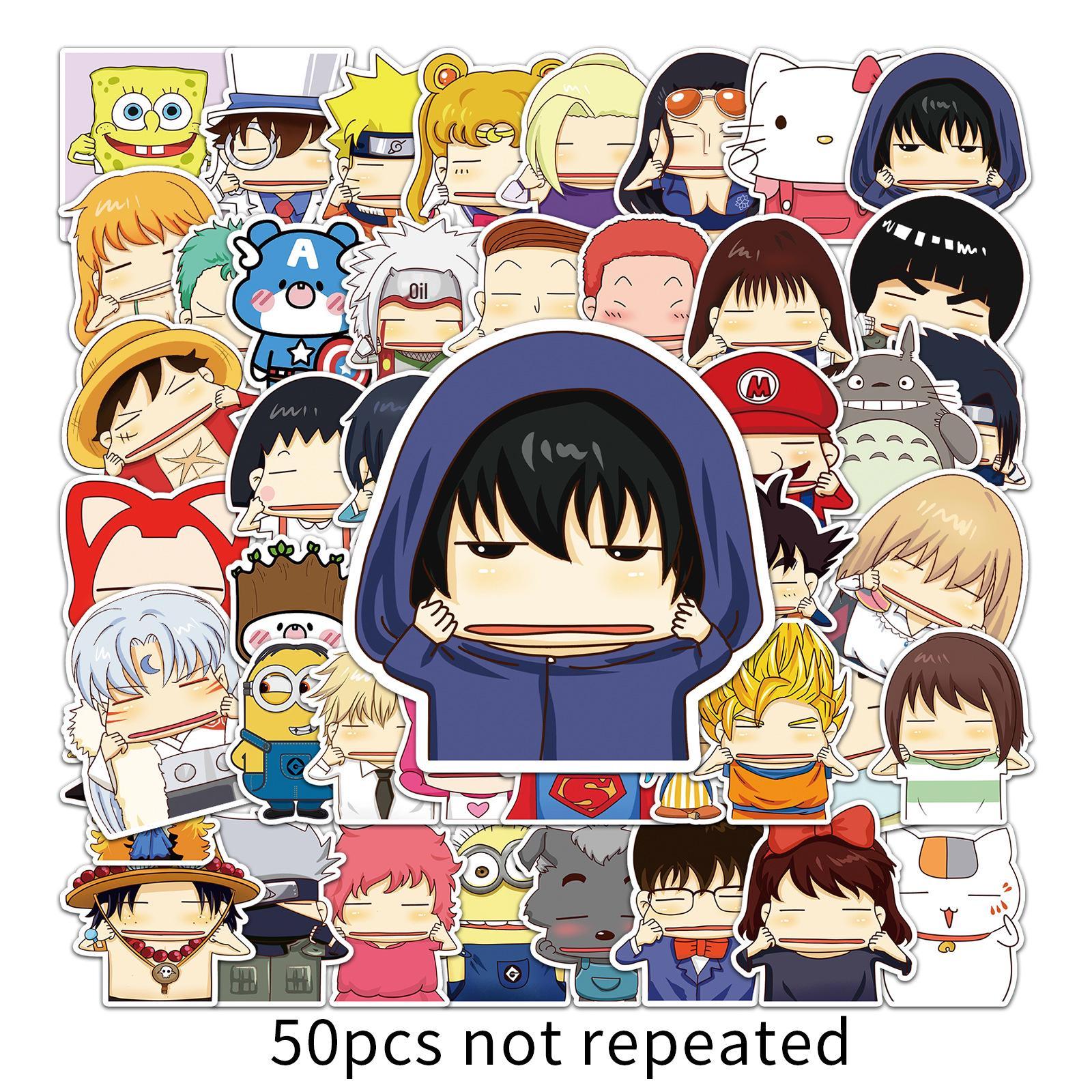 50-Piece Waterproof Cartoon Decor Stickers for Notebooks, Phones, Luggage