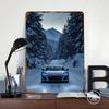 Sports Car R8 In Winter Wonderland Metal Poster Customized Wall Art Retro Vintage Tinplate Signs for Man Cave Office Decoration