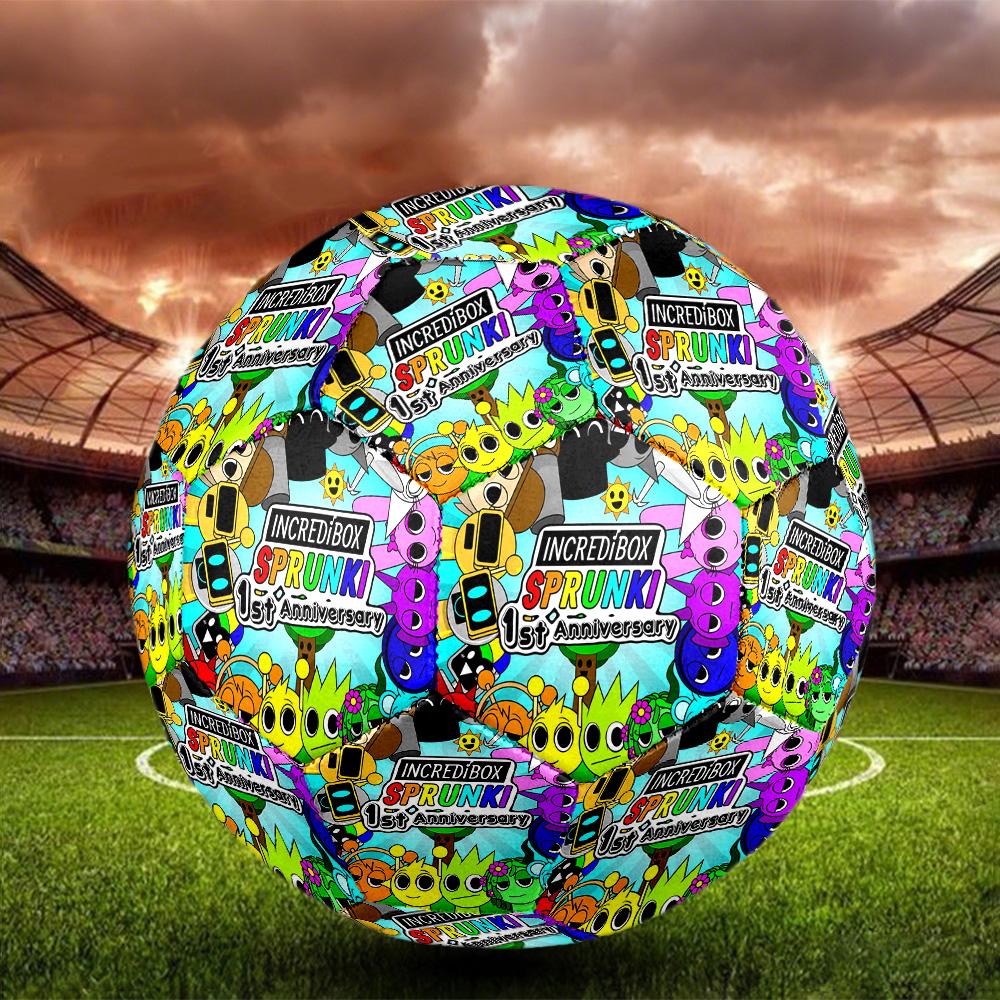 Sprunki Game Print Size 5 Soccer Ball, Standard Match Football for Sports Game and Team Practice, Ideal Gift for Soccer Fans