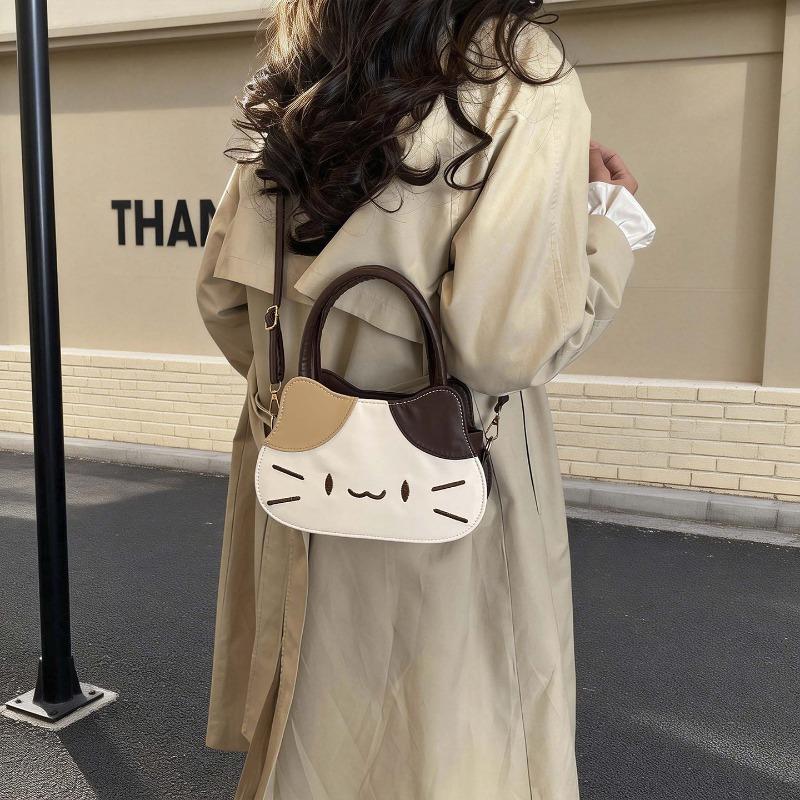 New Kitty Summer Black Leather Retro Versatile Handbag Female Cute Fashion Mini Shoulder Messenger Bag