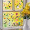Spring window stickers hummingbirds flowers watercolor window glass door wall decoration stickers self-adhesive window stickers