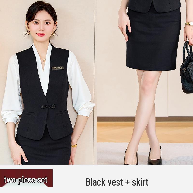 Women's Professional Waitress Vest Set - Hotel & Dental Reception Uniform