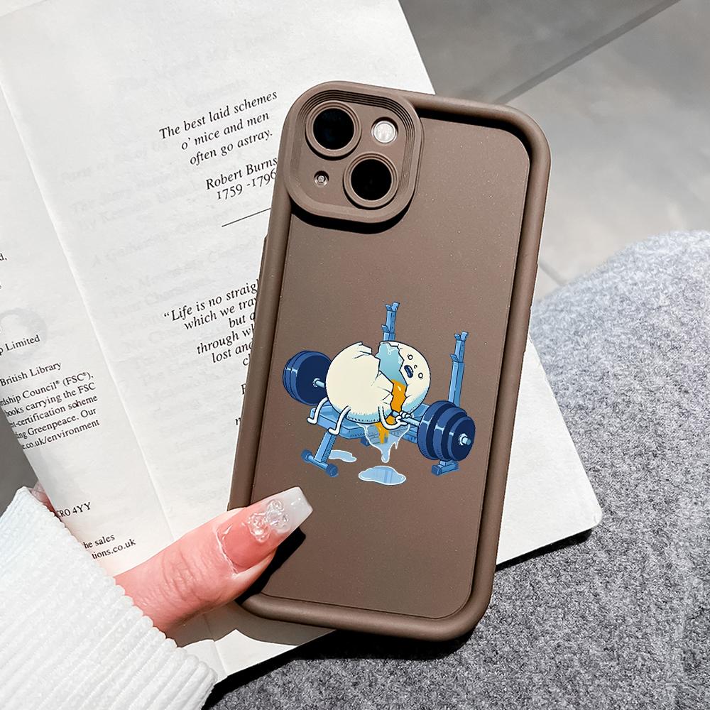 Für iPhone 16 15 14 13 12 11 Pro Max XS Max XR X SE 8 7 Interessantes Ei Gewichtheben Weiches Silikon Vollständiger Objektivschutz Handyhülle