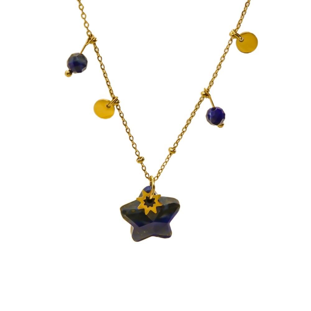 Natural Star Pendant Neck Chain Vintage Women Neck Choker Sweater Chain Star Stone Necklace  Gifts