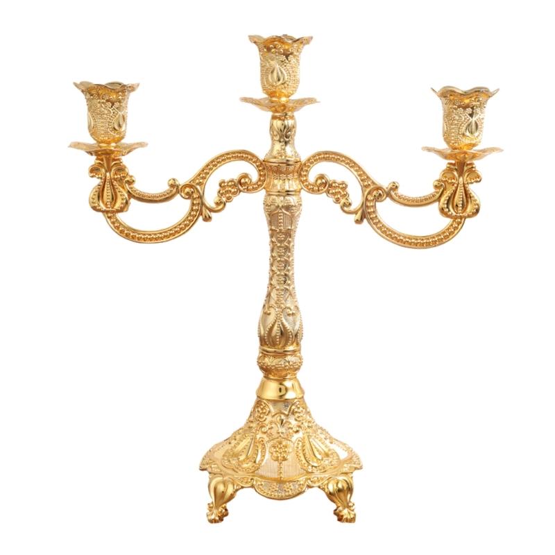 Luxurious European Taper Candle Holders Luxurious Carved Gold Metal Candelabra Enhancing Living Space Aesthetic Decors