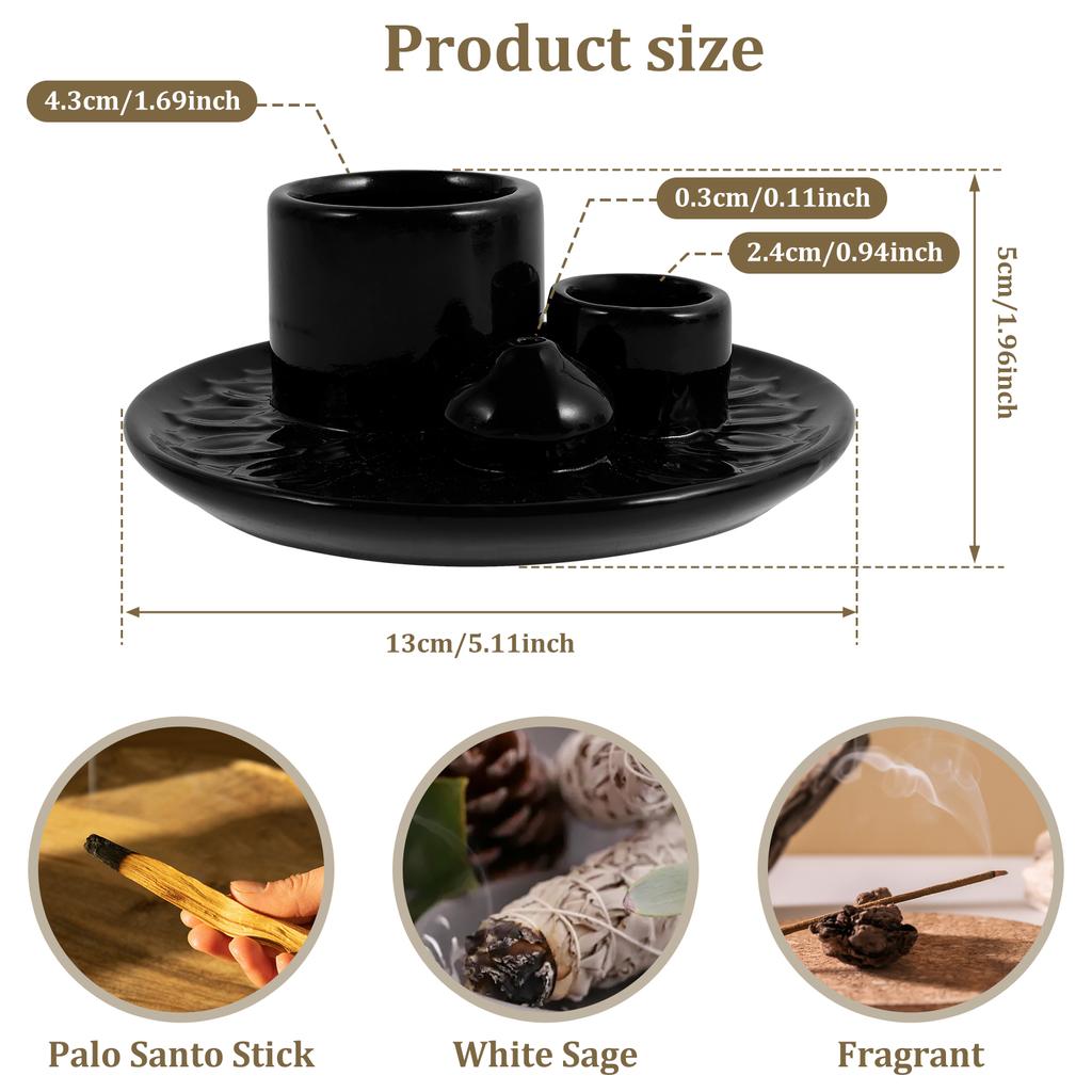 Palo Santo Sticks Holder Ceramic Palo Santo Burner Multi-Purpose Incense Burner Candle Holder Elegant Incense Burner Holder