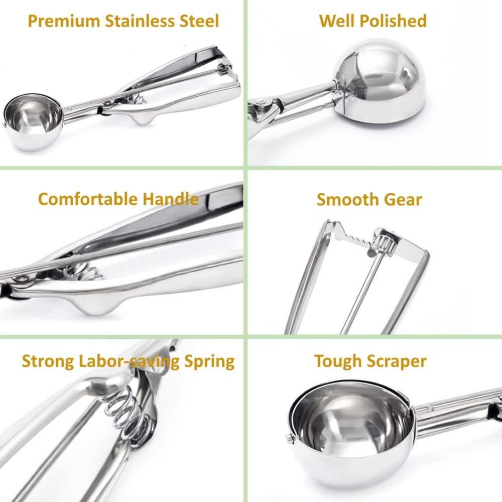 Baking Ice Cream Scoop Kitchen Tools Stainless Steel Spring Handle Mashed Potato Watermelon Ball Spoon Home Kitchen Accessories